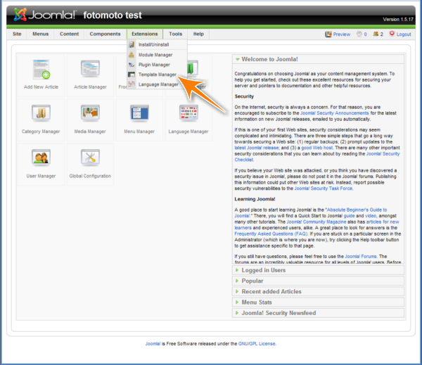 Joomla screenshot