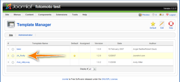 Joomla screenshot
