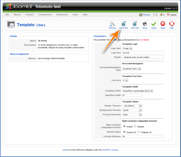 Joomla screenshot
