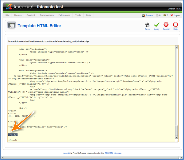 Joomla screenshot