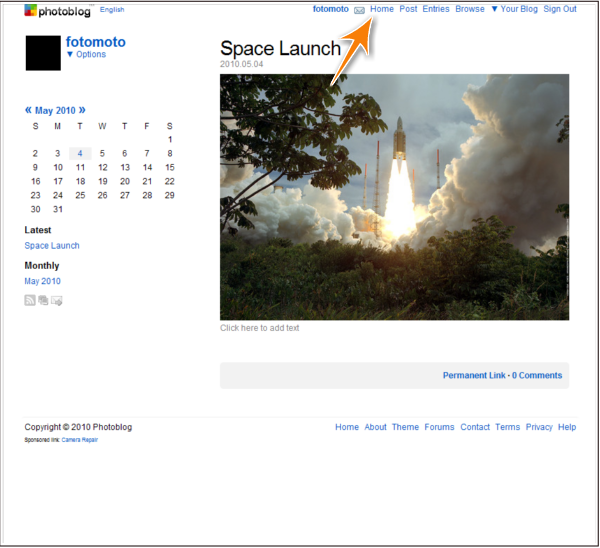 Photoblog screenshot