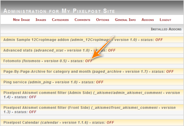 Pixelpost screenshot