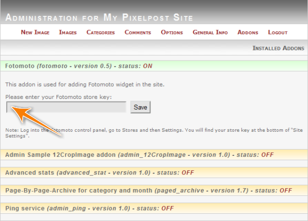 Pixelpost screenshot